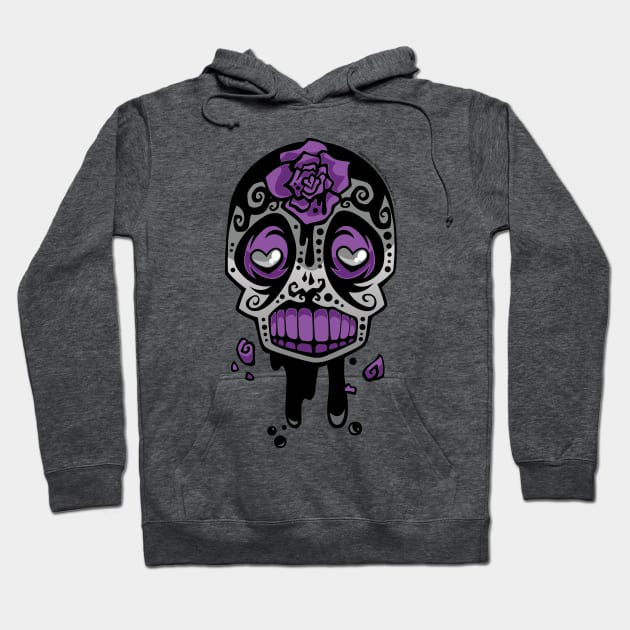 Grey and Purple Ink-Rose Skull Hoodie by Shanimation